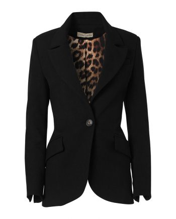 waisted blazer with leopard lining