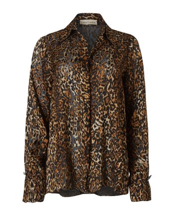 silk leopard burned out shirt